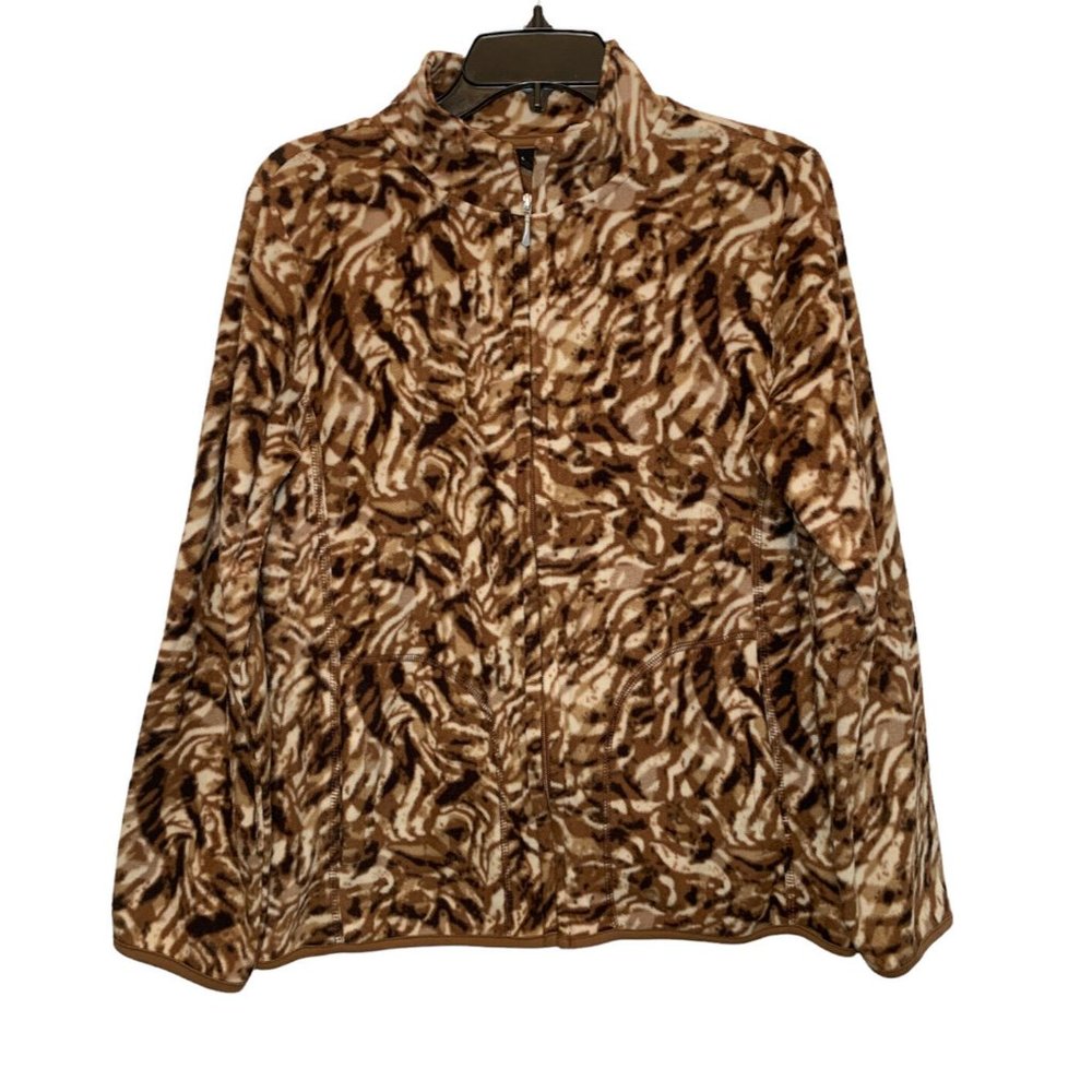 Jason Maxwell Womens Size M Animal Print Zip Up  Sweater‎ (0099)